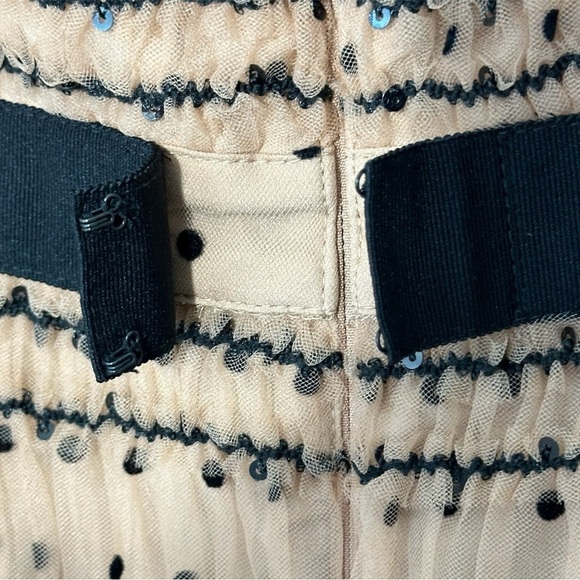 Self-Portrait Shirred Polka Dot Mesh Tulle Cocktail Bodycon Midi Dress size 2 - Picture 11 of 16